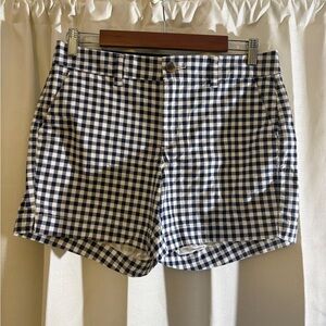 Navy Blue + White checkered shorts.